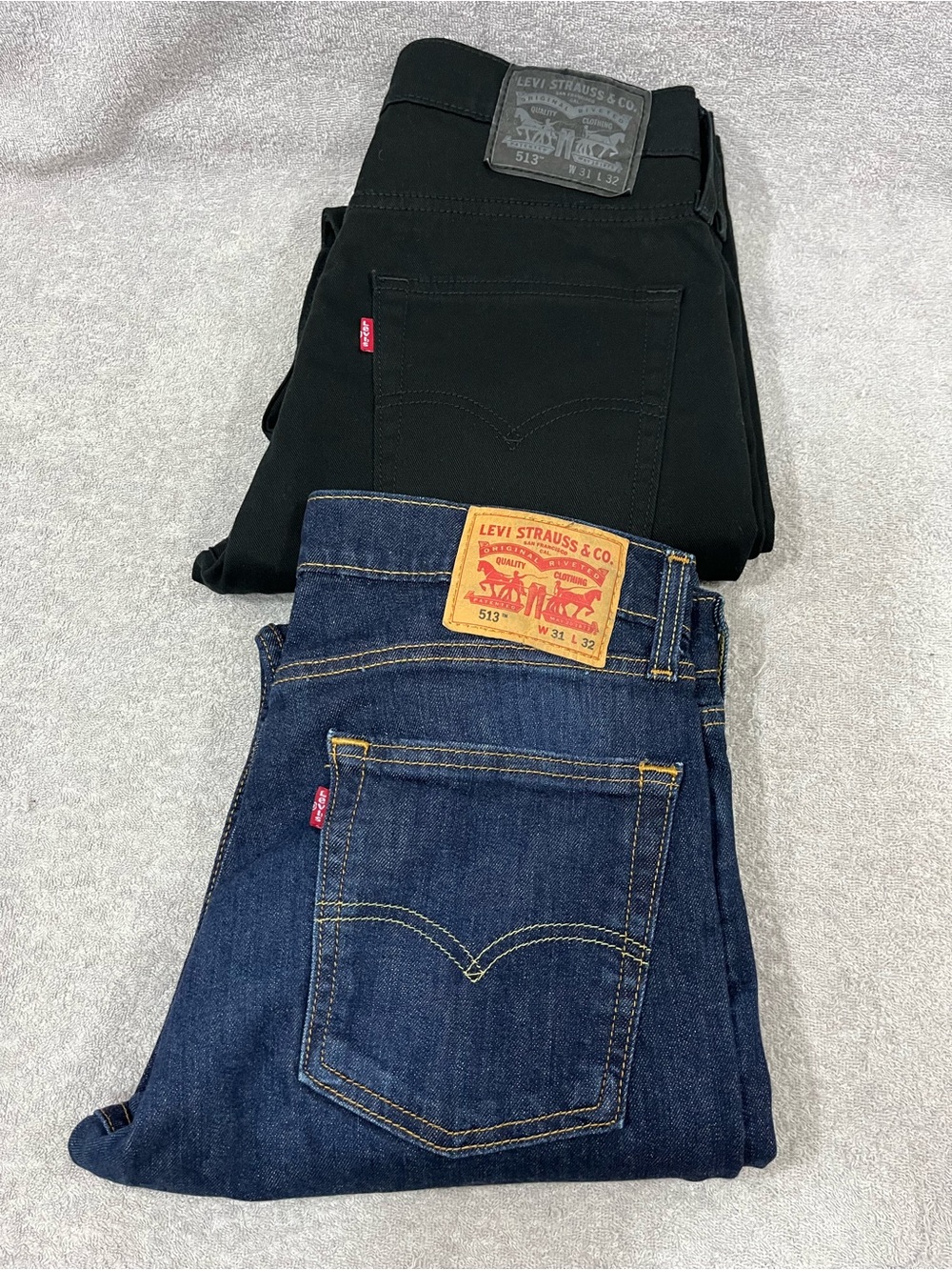 Levis 513 Slim Straight Jeans Mens 31x32 Lot Of 2 Denim Pants Black / Dark Wash